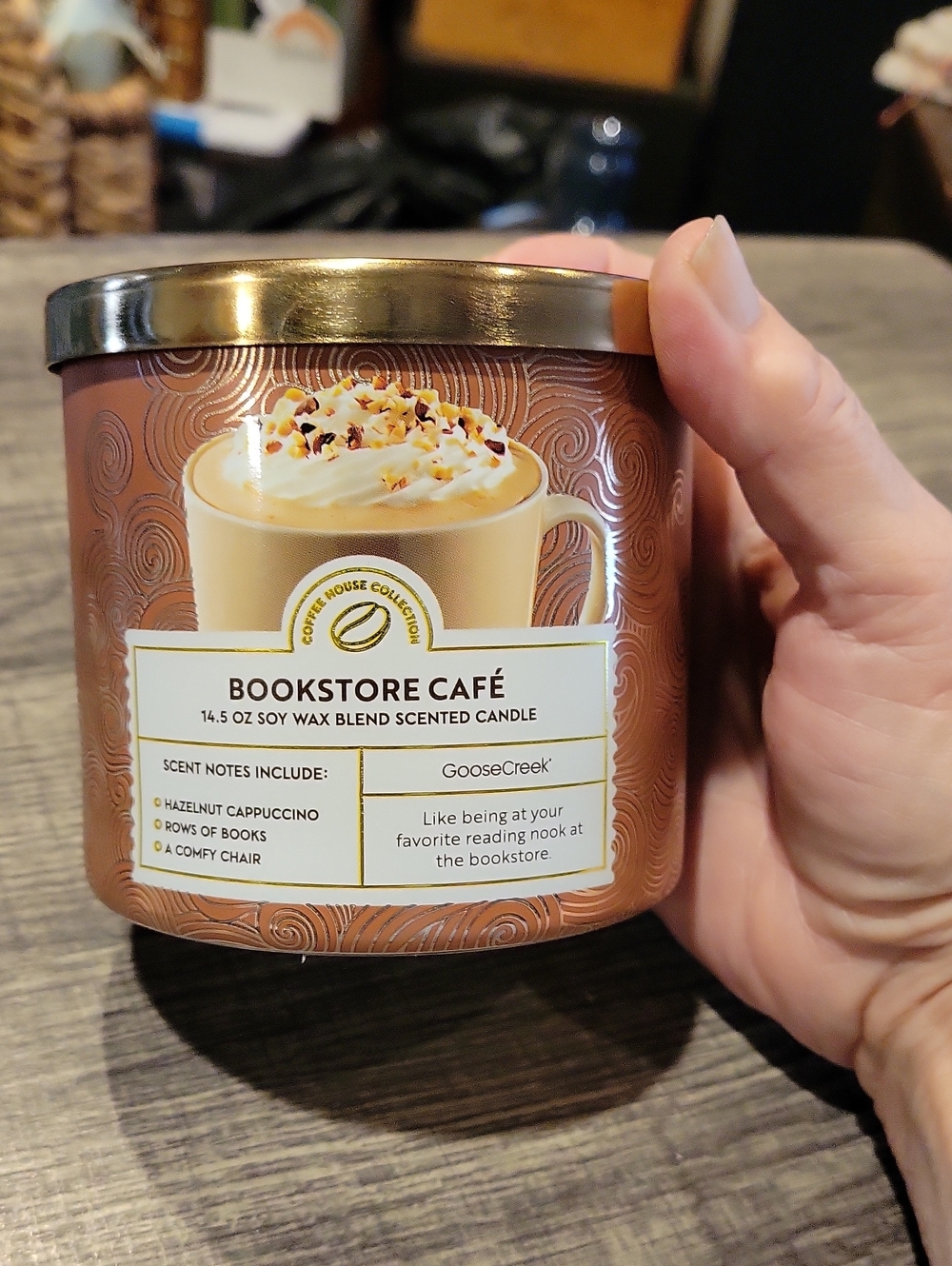Bookstore Cafe/ Goose Creek 3 Wick Lg.Soywax Candle/ Cappucino Scent,NEW